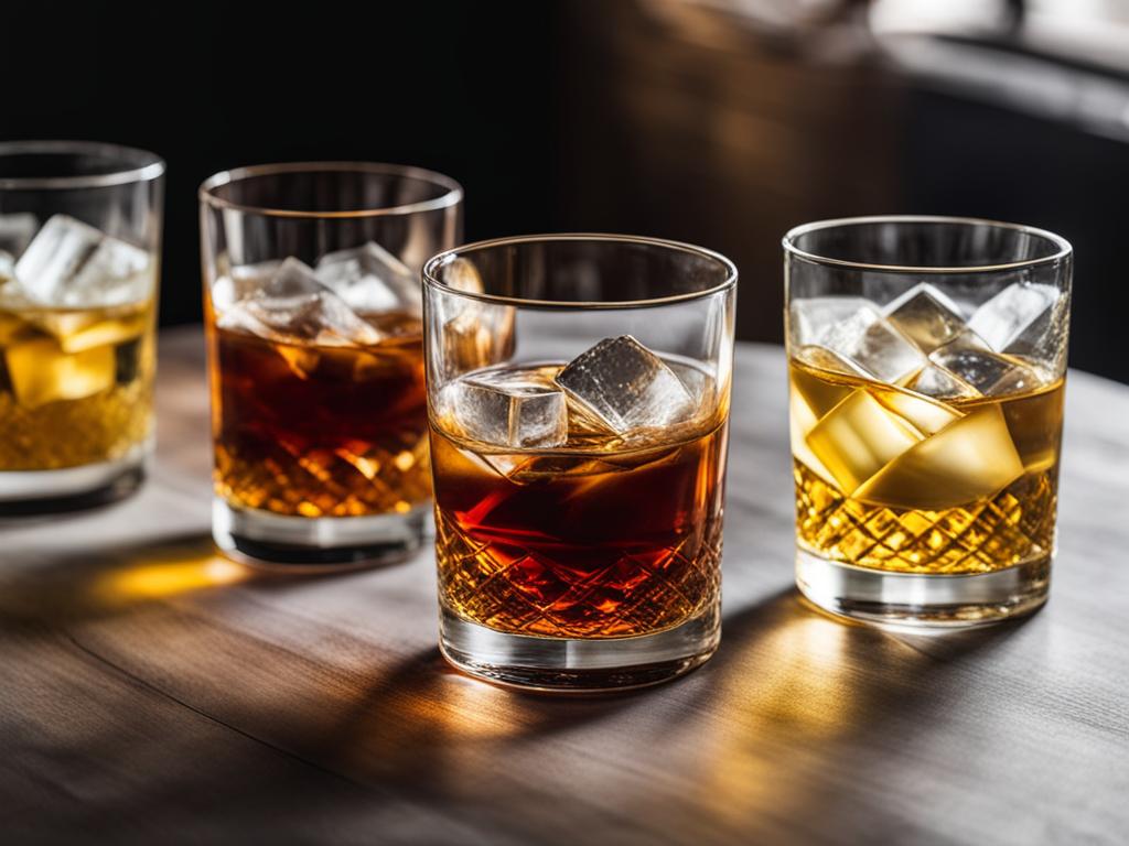 Quel est la différence entre le rhum blanc et le rhum ambré ? 1 verres de rhum blanc et de rhum ambré