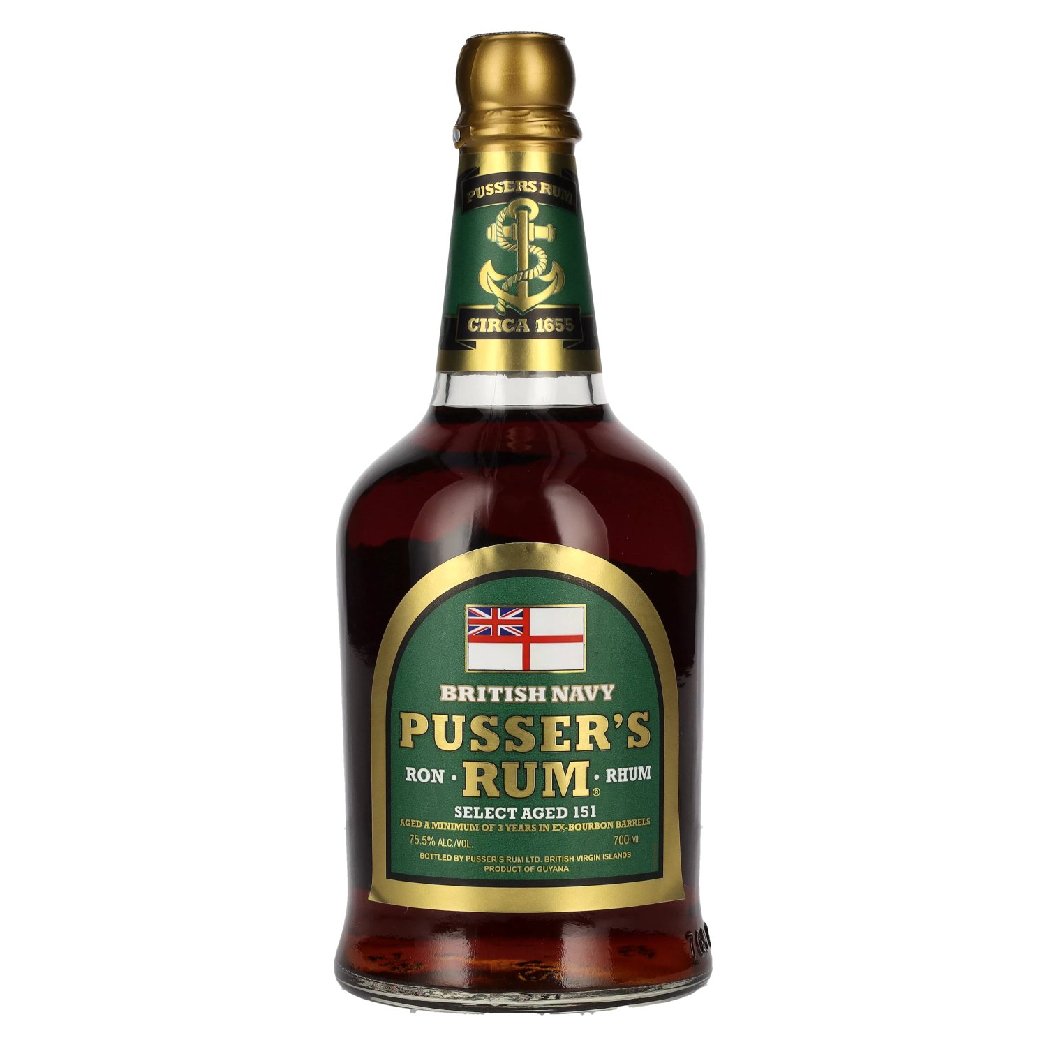 Le rhum de Pusser Pusser’s Rum British Navy SELECT AGED 151 75,5% Vol. 0,7l