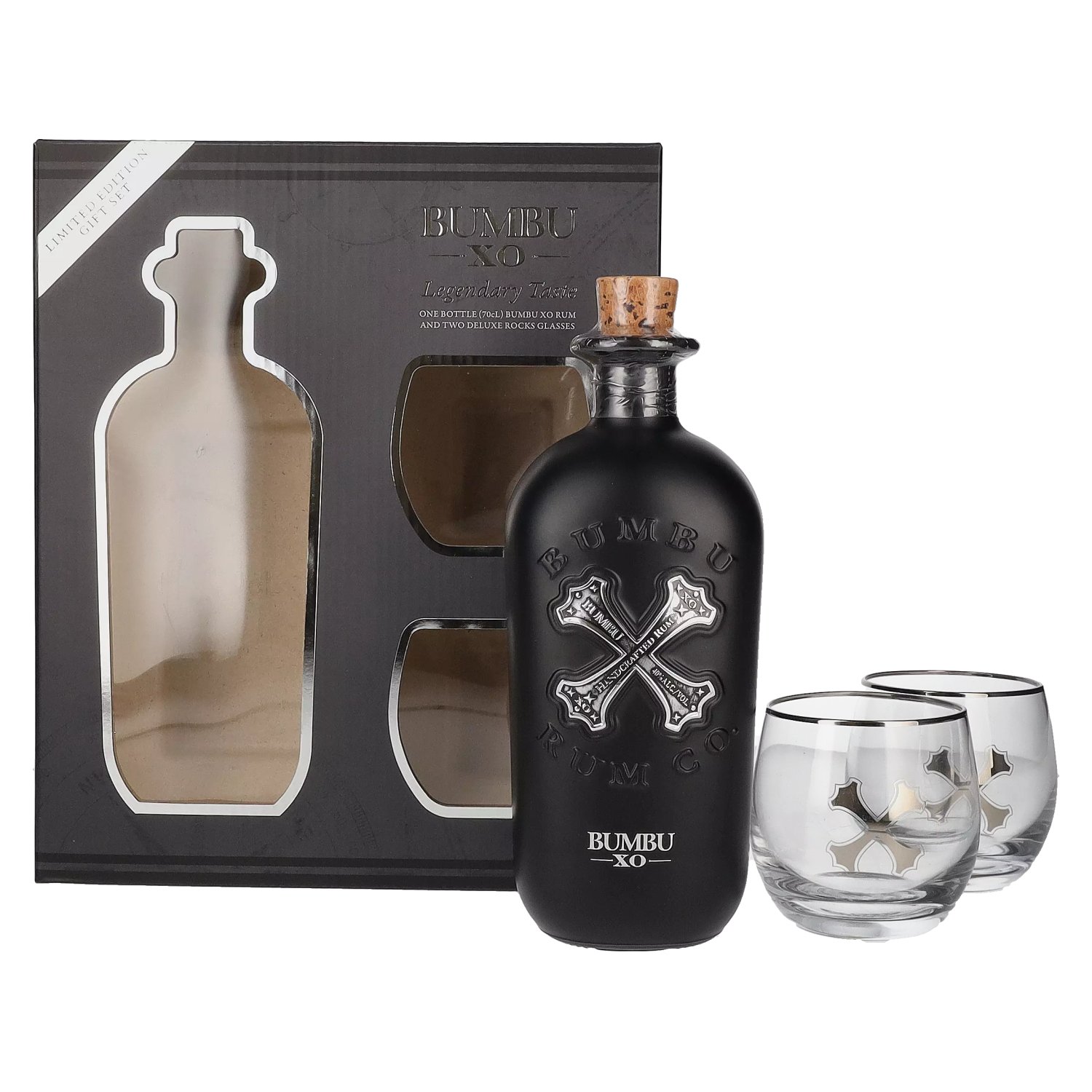 Rhum Bumbu Bumbu XO Handcrafted Rum 40% Vol. 0,7l en boîte cadeau avec 2 Verres