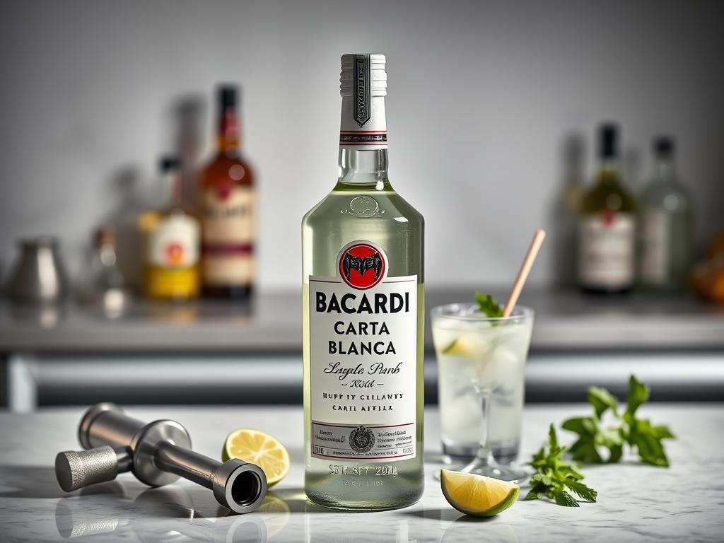 Bouteille de rhum Bacardi Carta Blanca pour mojito Bouteille de rhum Bacardi Carta Blanca pour mojito