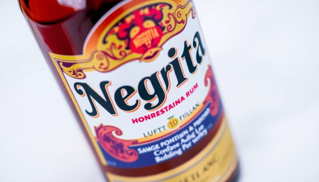 Générez une image de l'étiquette de la bouteille de rhum Negrita. Générez une image de l'étiquette de la bouteille de rhum Negrita.