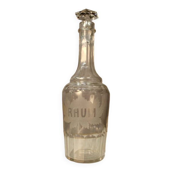 ART Bouteille en cristal taillé « Rhum transparent 10x10x30
