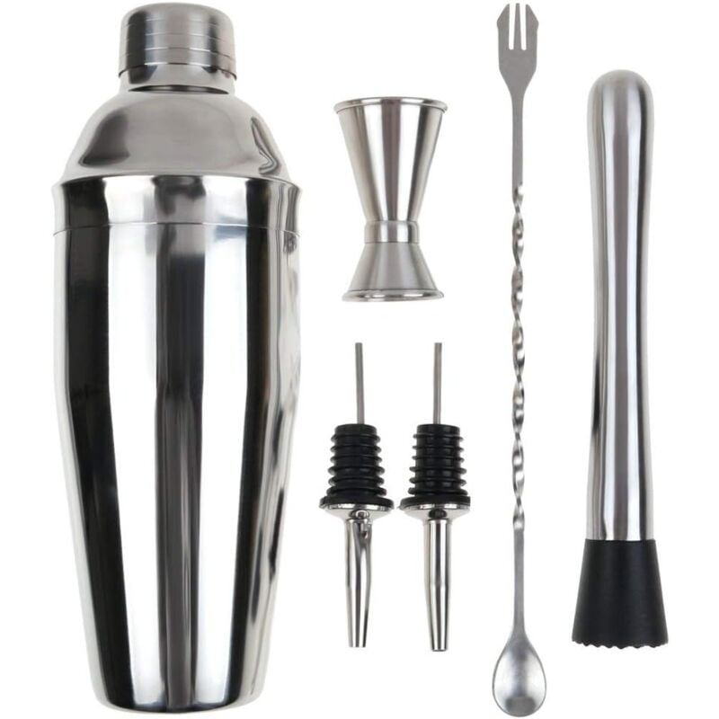 Mowze – Ensemble de shaker à cocktail, ensemble de bar à cocktail professionnel en acier inoxydable de 6 pièces comprenant un shaker à cocktail de